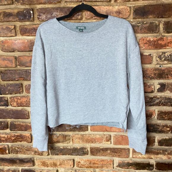 Wild Fable Raw Edge Cut-Off Distressed Crop Sweatshirt Women's Size Small - Picture 1 of 6